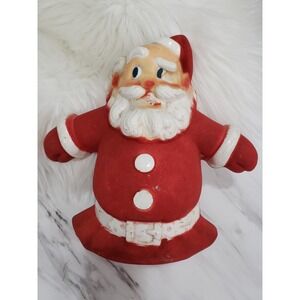 Vintage GLO LITE Flocked Santa Christmas Tree Topper Wall Decor 1940s
